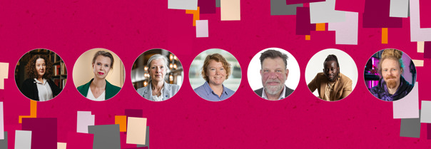 Kollage med porträttbilder av medverkande under tema kultur och bildning.